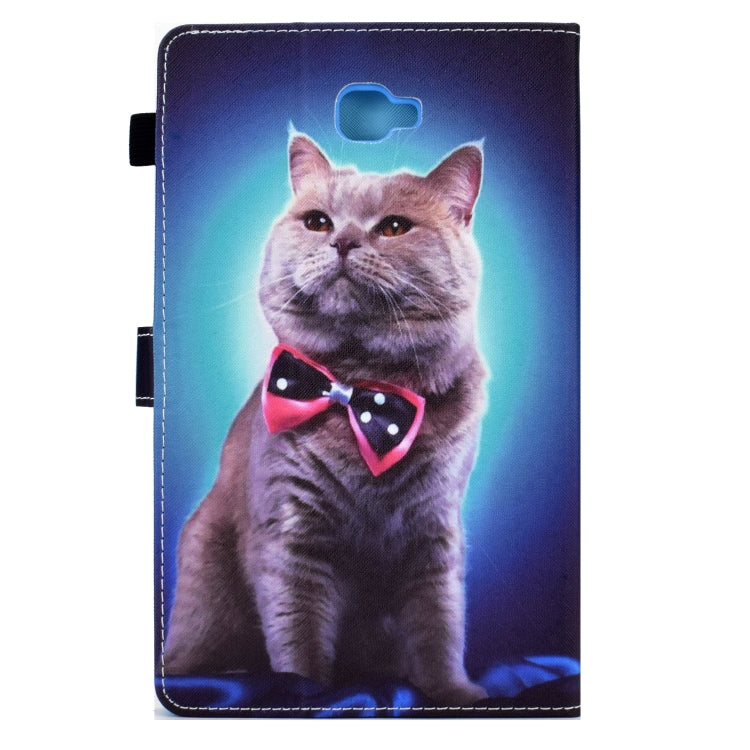 For Samsung Galaxy Tab A 10.1 2016 T580 Sewing Pen Slot Leather Tablet Case(Bow Tie Cat) - Tab A 10.1 by buy2fix | Online Shopping UK | buy2fix