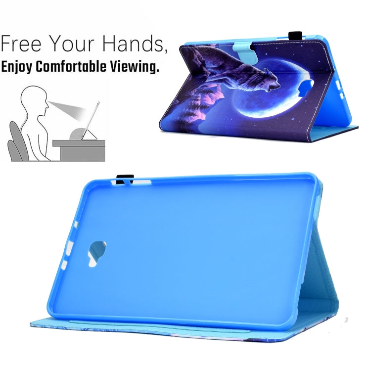 For Samsung Galaxy Tab A 10.1 2016 T580 Sewing Pen Slot Leather Tablet Case(Night Wolf) - Tab A 10.1 by buy2fix | Online Shopping UK | buy2fix
