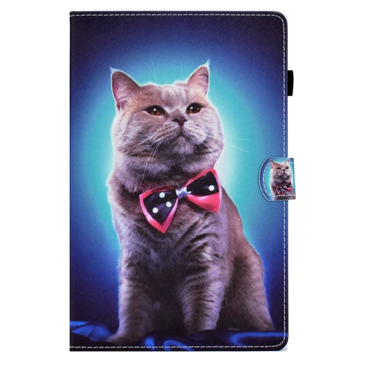 For Samsung Galaxy Tab S6 Lite T610 Sewing Pen Slot Leather Tablet Case(Bow Tie Cat) - Tab S6 Lite P610 / P615 by buy2fix | Online Shopping UK | buy2fix
