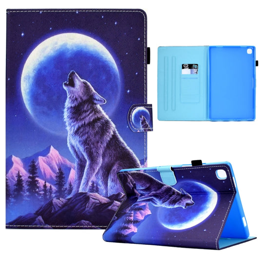 For Samsung Galaxy Tab S6 Lite T610 Sewing Pen Slot Leather Tablet Case(Night Wolf) - Tab S6 Lite P610 / P615 by buy2fix | Online Shopping UK | buy2fix