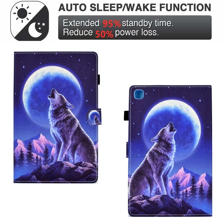 For Samsung Galaxy Tab S6 Lite T610 Sewing Pen Slot Leather Tablet Case(Night Wolf) - Tab S6 Lite P610 / P615 by buy2fix | Online Shopping UK | buy2fix