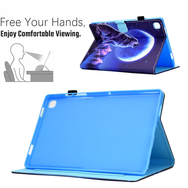 For Samsung Galaxy Tab S6 Lite T610 Sewing Pen Slot Leather Tablet Case(Night Wolf) - Tab S6 Lite P610 / P615 by buy2fix | Online Shopping UK | buy2fix