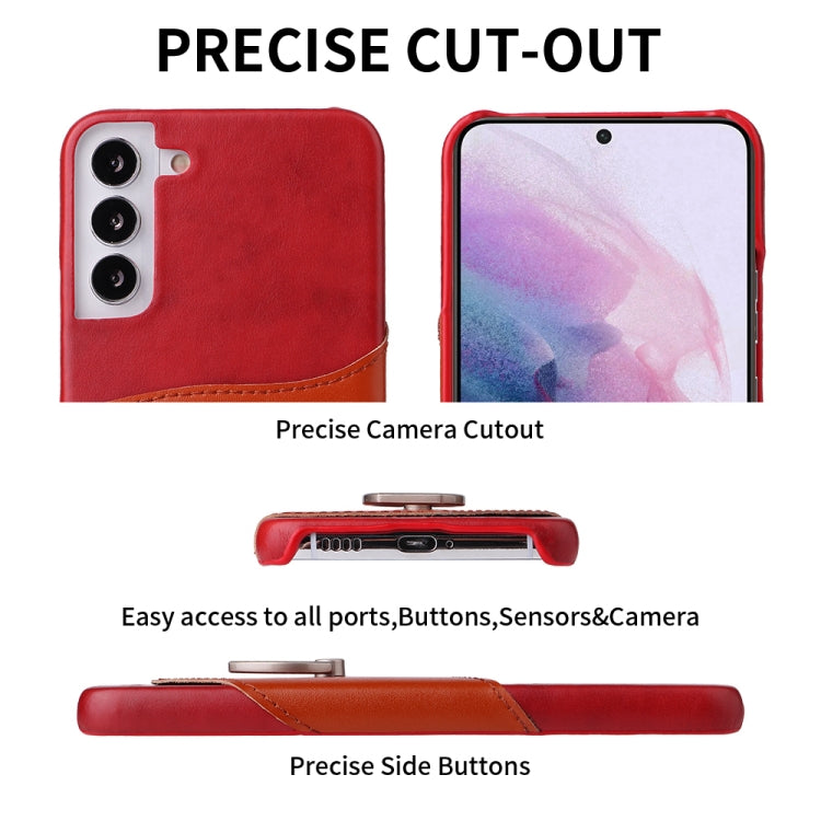 For Samsung Galaxy S22+ 5G Fierre Shann Oil Wax Texture Genuine Leather Back Phone Case with 360 Degree Rotation Holder & Card Slot(Red) - Galaxy S22+ 5G Cases by FIERRE SHANN | Online Shopping UK | buy2fix