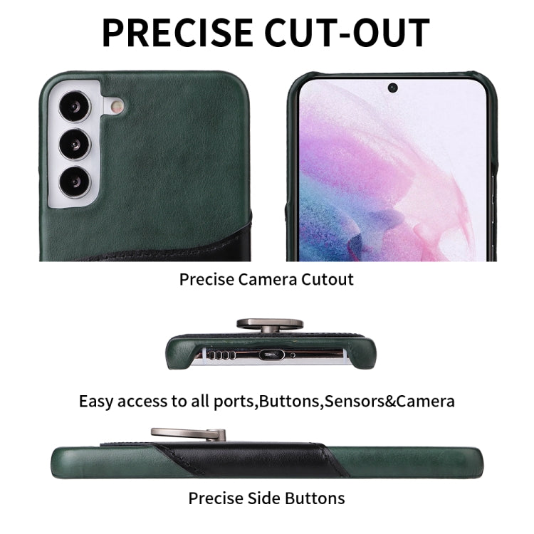 For Samsung Galaxy S22+ 5G Fierre Shann Oil Wax Texture Genuine Leather Back Phone Case with 360 Degree Rotation Holder & Card Slot(Black) - Galaxy S22+ 5G Cases by FIERRE SHANN | Online Shopping UK | buy2fix