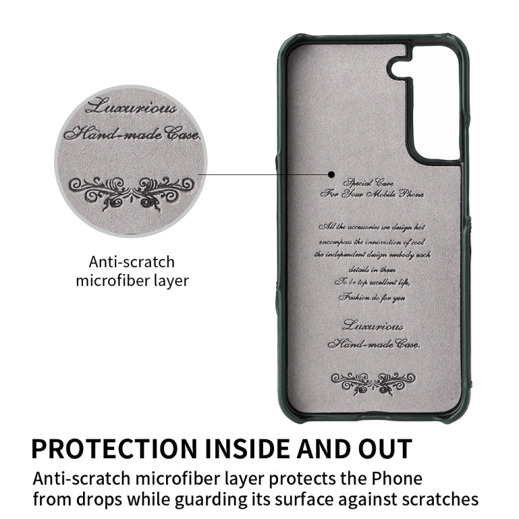 For Samsung Galaxy S22+ 5G Fierre Shann Oil Wax Texture Genuine Leather Back Phone Case with 360 Degree Rotation Holder & Card Slot(Black) - Galaxy S22+ 5G Cases by FIERRE SHANN | Online Shopping UK | buy2fix