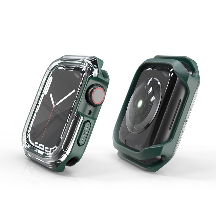 Transparent Two-color Armor Case For Apple Watch Series 9 / 8 / 7 45mm(Green) by buy2fix