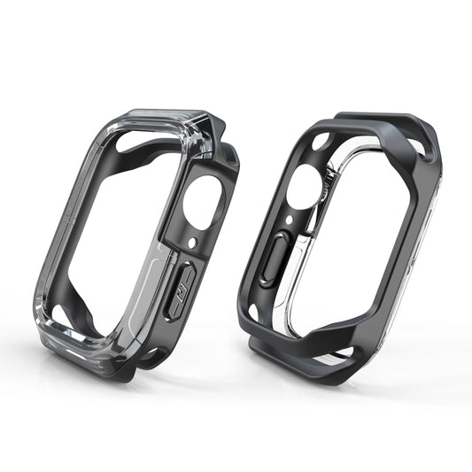 Transparent Two-color Armor Case For Apple Watch Series 9 / 8 / 7 45mm(Transparent Black) by buy2fix
