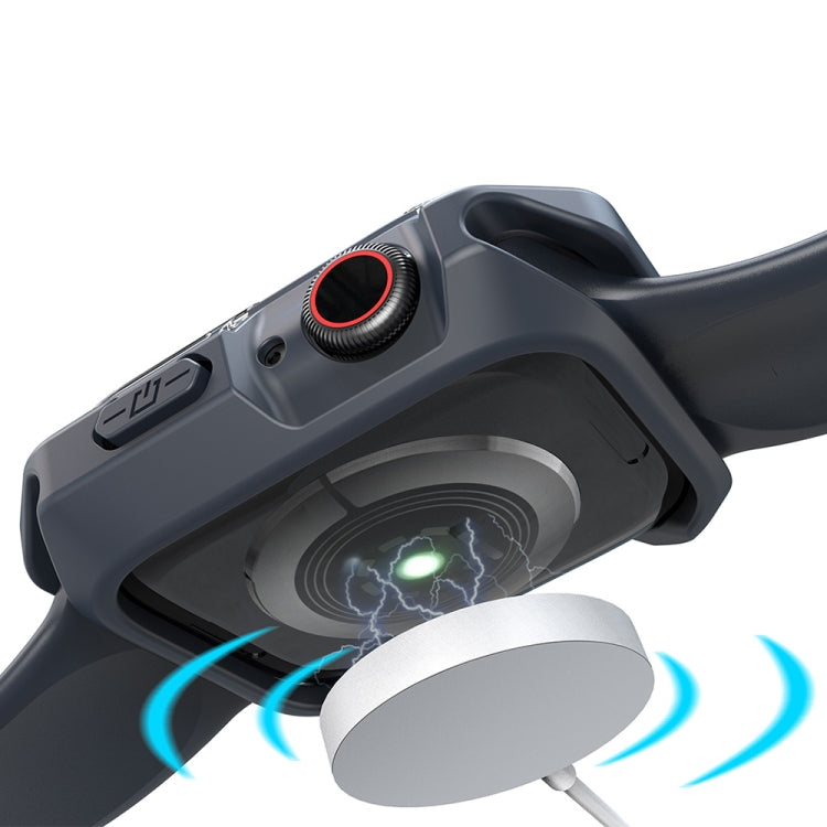 Transparent Two-color Armor Case For Apple Watch Series 9 / 8 / 7 45mm(Midnight Blue) by buy2fix