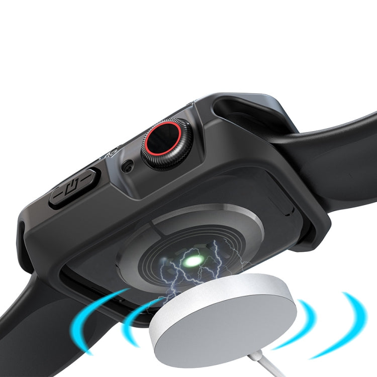 Transparent Two-color Armor Case For Apple Watch Series 6 & SE & 5 & 4 44mm(Transparent Black) by buy2fix