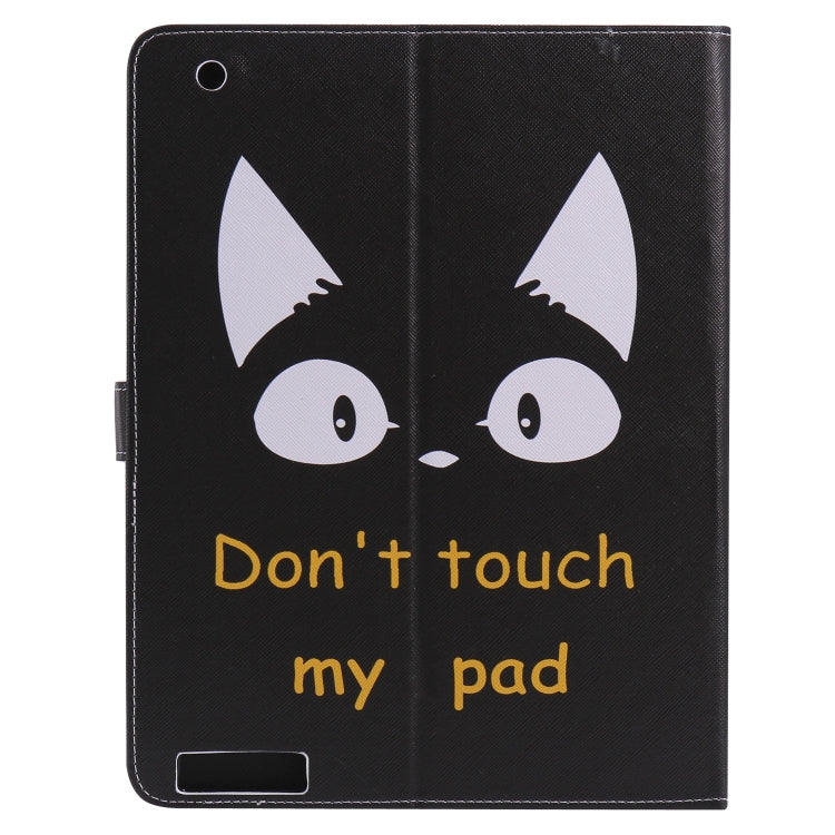 Colored Drawing Pattern Horizontal Flip PU Leather Case with Holder & Card Slots & Wallet & Sleep / Wake-up Function(Cat Ears) - iPad 4 & 3 & 2 Cases by buy2fix | Online Shopping UK | buy2fix