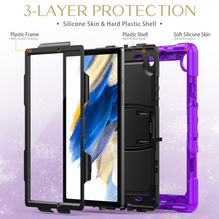 For Samsung Galaxy Tab A8 10.5 2021 Shockproof Black Silicone + PC Tablet Protective Case(Purple) - Other Galaxy Tab PC by buy2fix | Online Shopping UK | buy2fix