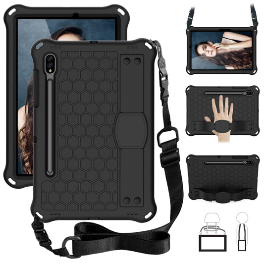 For Samsung Galaxy Tab S8 / Tab S7 Honeycomb Design EVA + PC Tablet Case with Strap(Black) - Galaxy Tab S8 Cases by buy2fix | Online Shopping UK | buy2fix