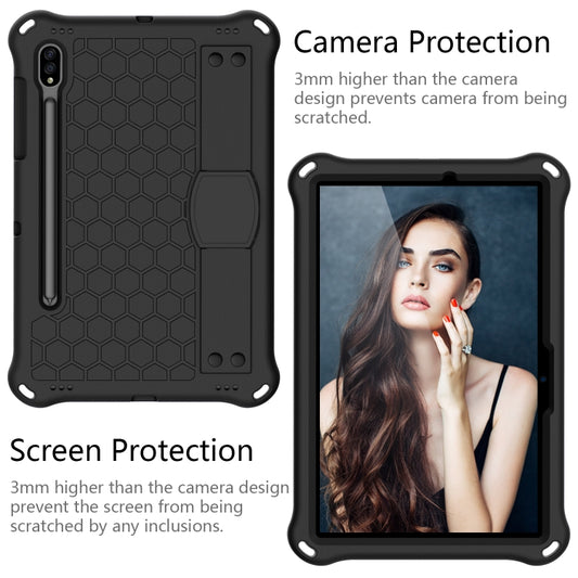For Samsung Galaxy Tab S8 / Tab S7 Honeycomb Design EVA + PC Tablet Case with Strap(Black) - Galaxy Tab S8 Cases by buy2fix | Online Shopping UK | buy2fix