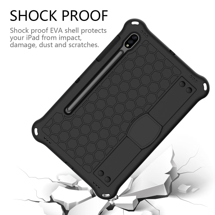 For Samsung Galaxy Tab S8 / Tab S7 Honeycomb Design EVA + PC Tablet Case with Strap(Black) - Galaxy Tab S8 Cases by buy2fix | Online Shopping UK | buy2fix