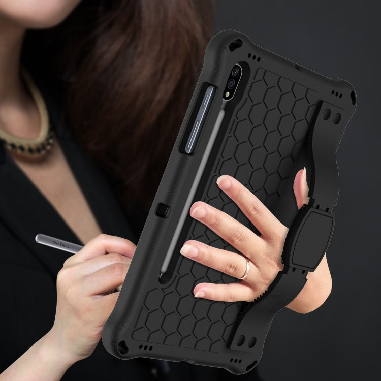 For Samsung Galaxy Tab S8 / Tab S7 Honeycomb Design EVA + PC Tablet Case with Strap(Black) - Galaxy Tab S8 Cases by buy2fix | Online Shopping UK | buy2fix