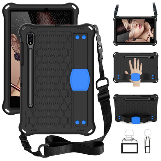 For Samsung Galaxy Tab S8 / Tab S7 Honeycomb Design EVA + PC Tablet Case with Strap(Black+Blue) by buy2fix