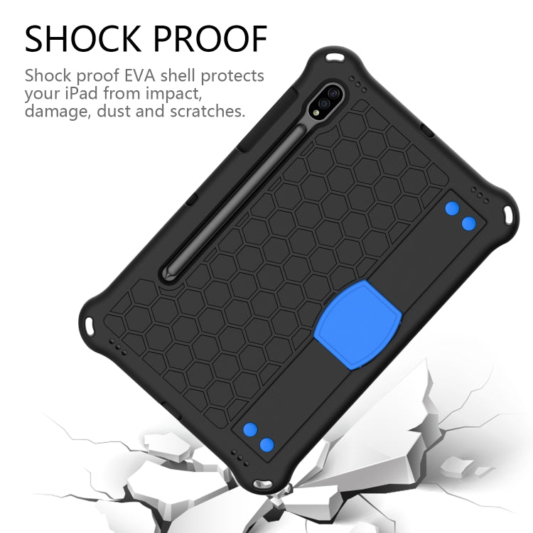 For Samsung Galaxy Tab S8 / Tab S7 Honeycomb Design EVA + PC Tablet Case with Strap(Black+Blue) by buy2fix