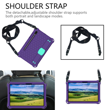 For Samsung Galaxy Tab S8 / Tab S7 Honeycomb Design EVA + PC Tablet Case with Strap(Purple+Mint Green) by buy2fix