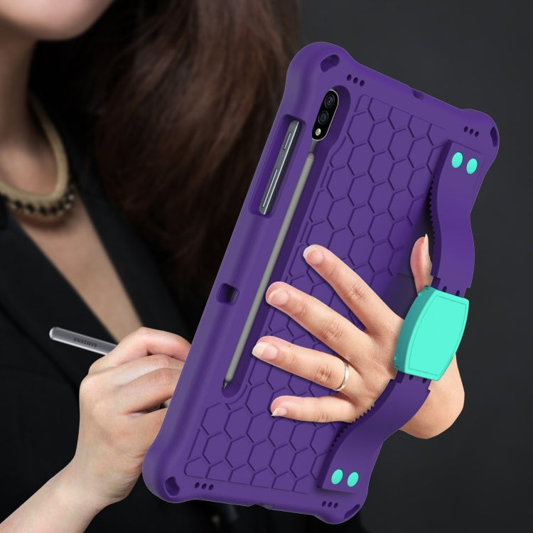 For Samsung Galaxy Tab S8 / Tab S7 Honeycomb Design EVA + PC Tablet Case with Strap(Purple+Mint Green) by buy2fix