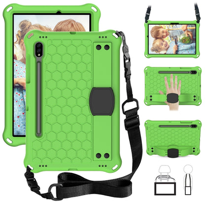 For Samsung Galaxy Tab S8 / Tab S7 Honeycomb Design EVA + PC Tablet Case with Strap(Green+Black) by buy2fix