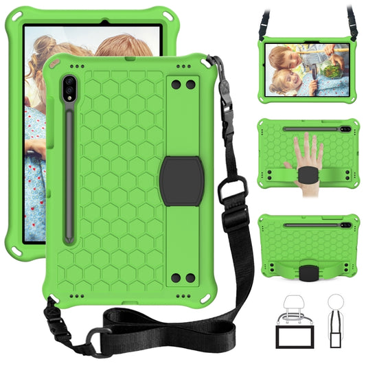 For Samsung Galaxy Tab S8 / Tab S7 Honeycomb Design EVA + PC Tablet Case with Strap(Green+Black) by buy2fix