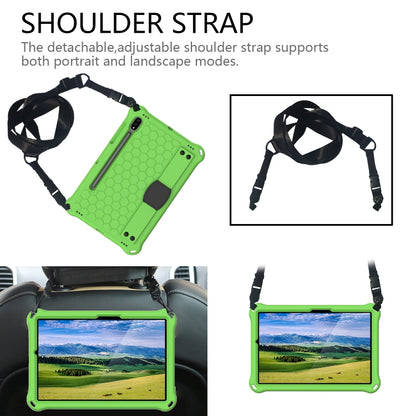 For Samsung Galaxy Tab S8 / Tab S7 Honeycomb Design EVA + PC Tablet Case with Strap(Green+Black) by buy2fix