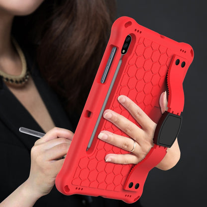 For Samsung Galaxy Tab S8 / Tab S7 Honeycomb Design EVA + PC Tablet Case with Strap(Red+Black) by buy2fix