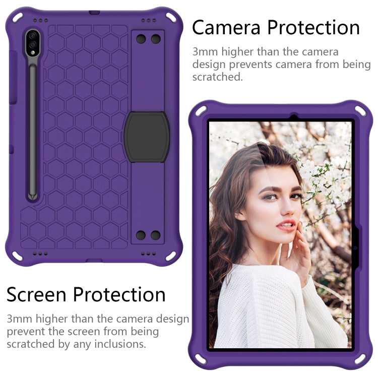 For Samsung Galaxy Tab S8 / Tab S7 Honeycomb Design EVA + PC Tablet Case with Strap(Purple+Black) by buy2fix