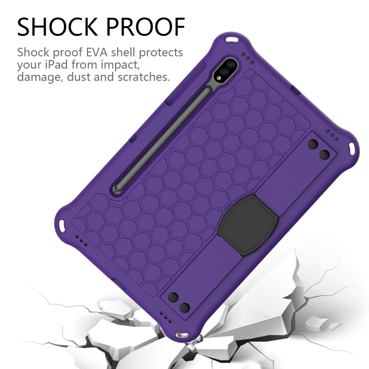 For Samsung Galaxy Tab S8 / Tab S7 Honeycomb Design EVA + PC Tablet Case with Strap(Purple+Black) by buy2fix