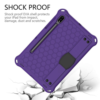For Samsung Galaxy Tab S8 / Tab S7 Honeycomb Design EVA + PC Tablet Case with Strap(Purple+Black) by buy2fix