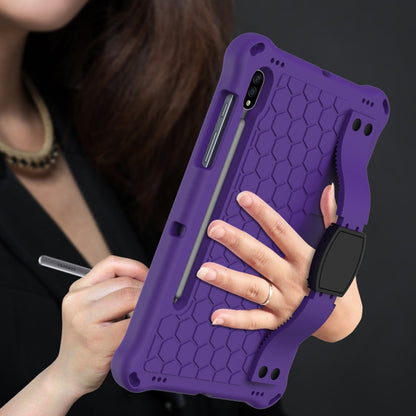 For Samsung Galaxy Tab S8 / Tab S7 Honeycomb Design EVA + PC Tablet Case with Strap(Purple+Black) by buy2fix