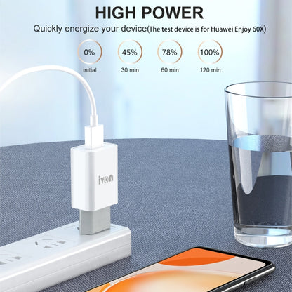 IVON AD-33 2 in 1 2.1A Single USB Port Travel Charger + 1m USB to Micro USB Data Cable Set, EU Plug(White) - USB Charger by IVON | Online Shopping UK | buy2fix