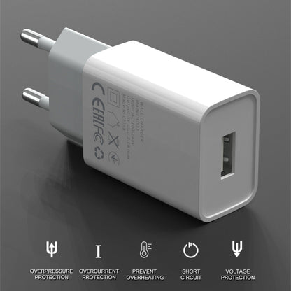 IVON AD-33 2 in 1 2.1A Single USB Port Travel Charger + 1m USB to Micro USB Data Cable Set, EU Plug(White) - USB Charger by IVON | Online Shopping UK | buy2fix