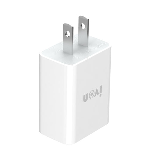 IVON AD-33 2 in 1 2.1A Single USB Port Travel Charger + 1m USB to Micro USB Data Cable Set, US Plug(White) - USB Charger by IVON | Online Shopping UK | buy2fix