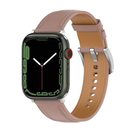 Genuine Leather Watch Band, Size: Small Size For Apple Watch Series 9&8&7 41mm / SE 3&SE 2&6&SE&5&4 40mm / 3&2&1 38mm(Dark Pink)