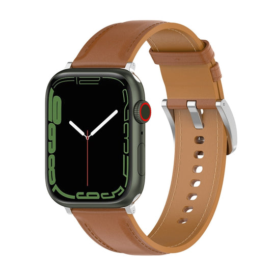 Genuine Leather Watch Band, Size: Small Size For Apple Watch Series 9&8&7 41mm / SE 3&SE 2&6&SE&5&4 40mm / 3&2&1 38mm(Light Brown)