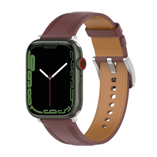 Genuine Leather Watch Band, Size: Small Size For Apple Watch Series 9&8&7 41mm / SE 3&SE 2&6&SE&5&4 40mm / 3&2&1 38mm(Dark Brown)