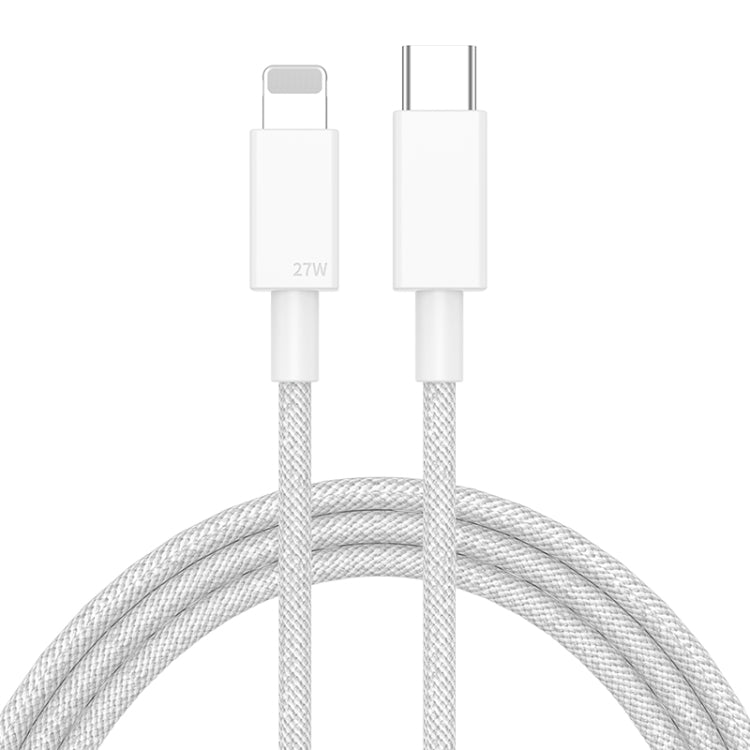 27W PD USB-C / Type-C to 8 Pin Fast Charging Braided Data Cable, Cable Length: 1m(Grey) by buy2fix