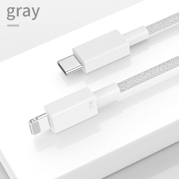 27W PD USB-C / Type-C to 8 Pin Fast Charging Braided Data Cable, Cable Length: 1m(Grey) by buy2fix