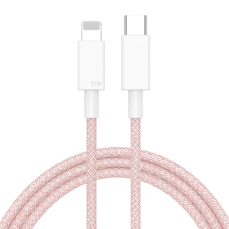 27W PD USB-C / Type-C to 8 Pin Fast Charging Braided Data Cable, Cable Length: 1m(Pink) by buy2fix