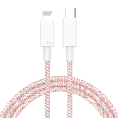 27W PD USB-C / Type-C to 8 Pin Fast Charging Braided Data Cable, Cable Length: 1m(Pink) by buy2fix