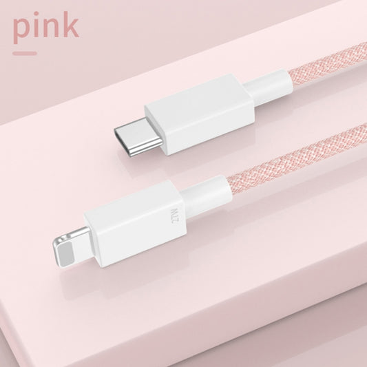 27W PD USB-C / Type-C to 8 Pin Fast Charging Braided Data Cable, Cable Length: 1m(Pink) by buy2fix
