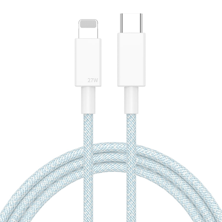 27W PD USB-C / Type-C to 8 Pin Fast Charging Braided Data Cable, Cable Length: 1m(Blue) by buy2fix