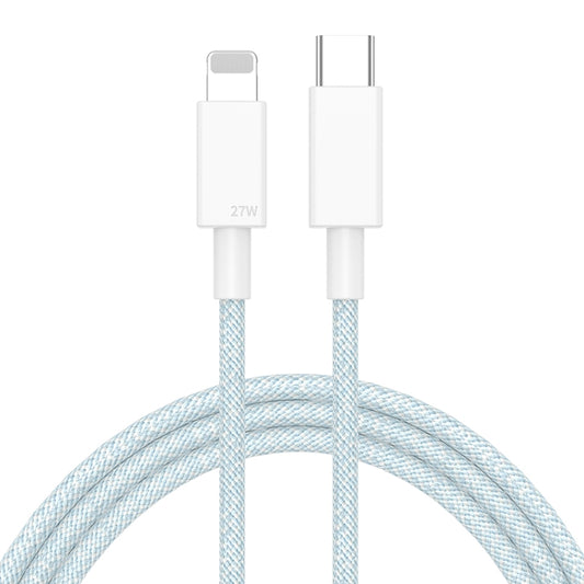 27W PD USB-C / Type-C to 8 Pin Fast Charging Braided Data Cable, Cable Length: 1m(Blue) by buy2fix