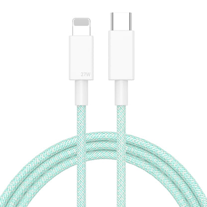 27W PD USB-C / Type-C to 8 Pin Fast Charging Braided Data Cable, Cable Length: 1m(Green) by buy2fix
