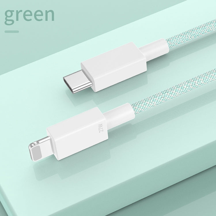 27W PD USB-C / Type-C to 8 Pin Fast Charging Braided Data Cable, Cable Length: 1m(Green) by buy2fix