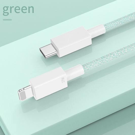 27W PD USB-C / Type-C to 8 Pin Fast Charging Braided Data Cable, Cable Length: 1m(Green) by buy2fix