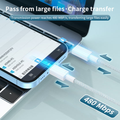 27W PD USB-C / Type-C to 8 Pin Fast Charging Braided Data Cable, Cable Length: 1m(Grey) by buy2fix