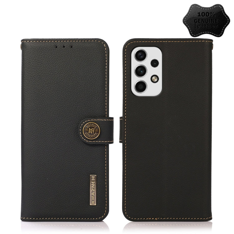 For Samsung Galaxy A23 5G KHAZNEH Custer Genuine Leather RFID Phone Case(Black) - Galaxy Phone Cases by buy2fix | Online Shopping UK | buy2fix