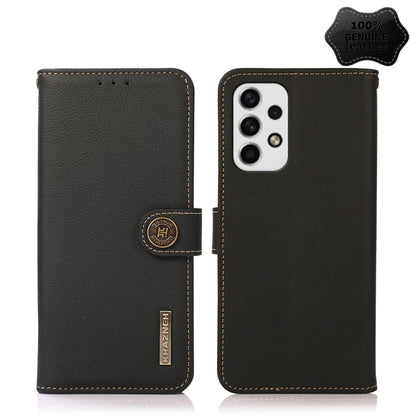 For Samsung Galaxy A23 5G KHAZNEH Custer Genuine Leather RFID Phone Case(Black) - Galaxy Phone Cases by buy2fix | Online Shopping UK | buy2fix